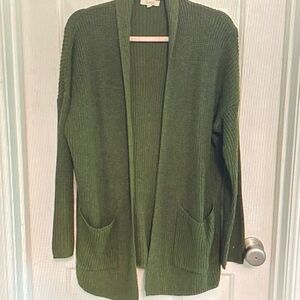 LA MIEL Olive Green Open Front Cardigan